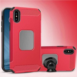 iPhone X (Ten) Metal Plate Hybrid Case for Magnetic Holder (Red)